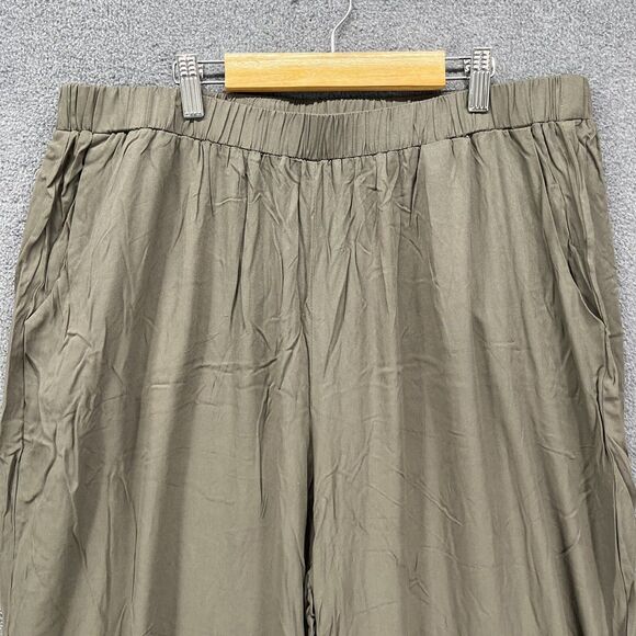 BLOOMCHIC Pants plus 2X 18 20 Green knotted split hem solid pockets pull on - Picture 5 of 16